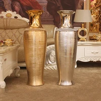 floor vase europe luxury vase electroplated golden ceramic floor to ceiling large vase silver model house decoration home vases