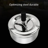 smoking accessories stainless steel ashtrey round push down ashtray with rotating tray