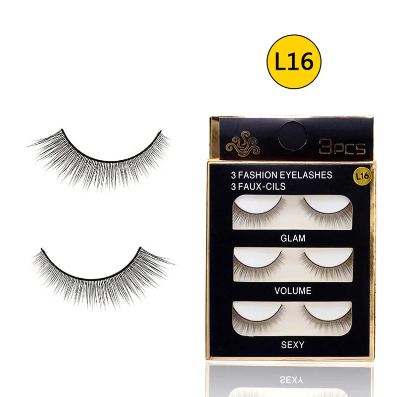 

3 Pairs 3D False Eyelashes Natural Curling Long Slender Ultra-lightweight Fake Eye Lashes Makeup Extension Tools