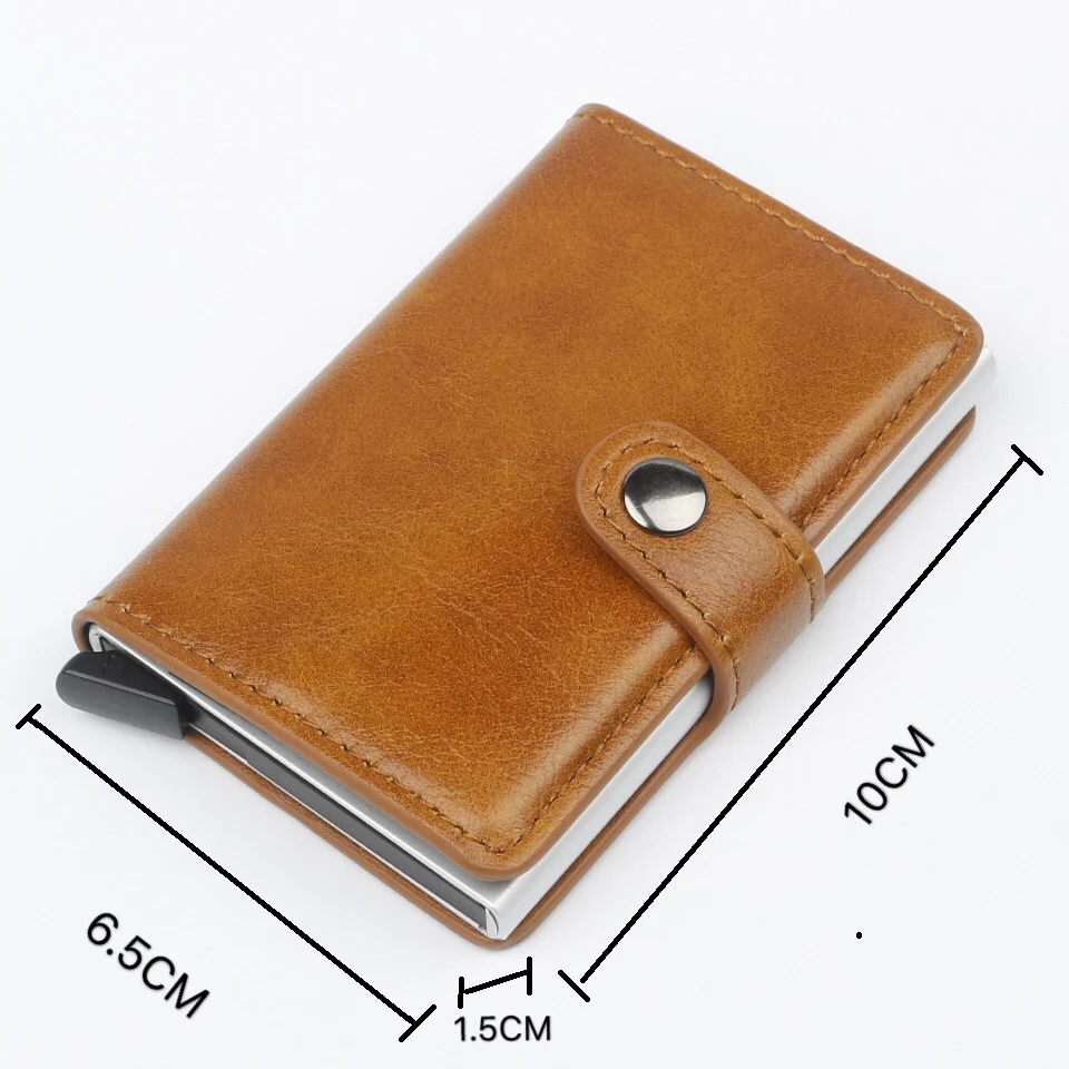 RFID смарт Кредитная карта кошелек для мужчин и женщин Кнопка портативный бумажник