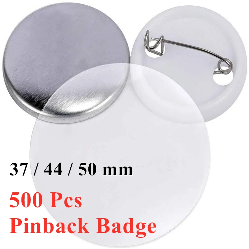 

500Pcs/set Blank Badge Pinback Button Parts Supplies for Clothes/Handbag Decor School DIY Crafts Materials 32/37/44/50/58/75MM