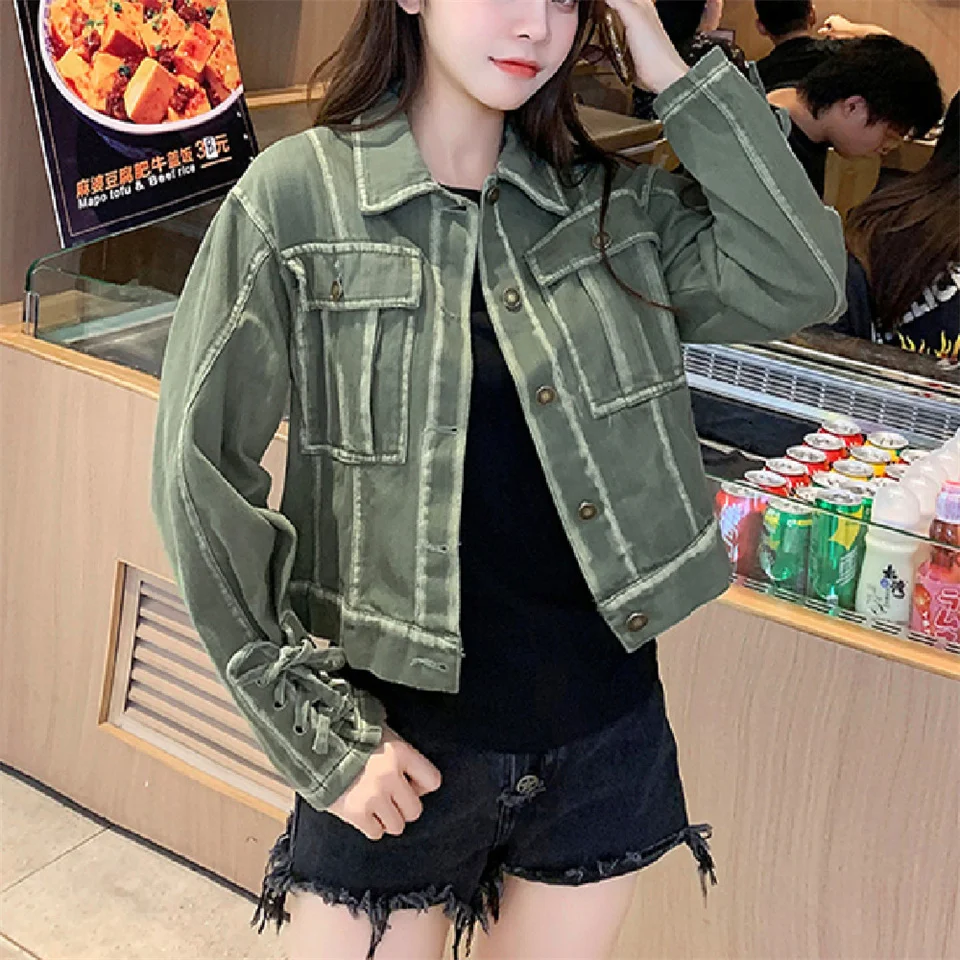Осенние короткие универсальные свободные джинсовые куртки bf женское весеннее