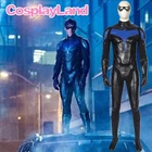 Titans костюм Nightwing костюм на карнавал, Хэллоуин, Маскарад Диком Грейсоном комбинезон супергерой Робин наряд нарядное Для мужчин костюм
