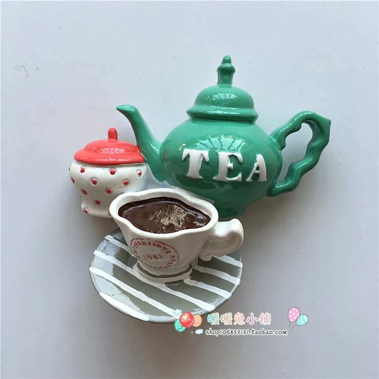 

Teapot Afternoon Tea Drink Food Resin Fridge Magnet Creative Three-dimensional Magnetic Sticker