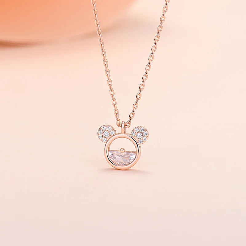 

2021 Cute Mouse Necklace Pendant For Women With Crystals Anime Jewelry Charm Luxury Clavicle Chain Wedding Accessories Wholesale