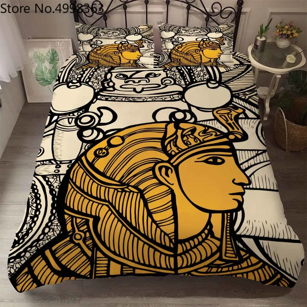 Древняя египетская культура 3D покрывало Этническая пододеяльник 2/3 шт