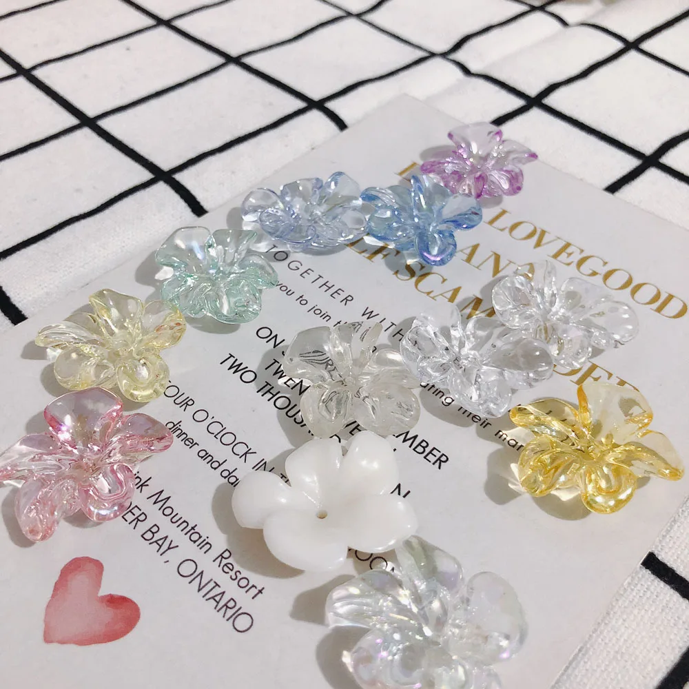 

Summer Mini Glass Sense Color Transparent Resin Small Flowers Beads DIY Handmade Jewelry Earrings Accessories Materials 10pcs