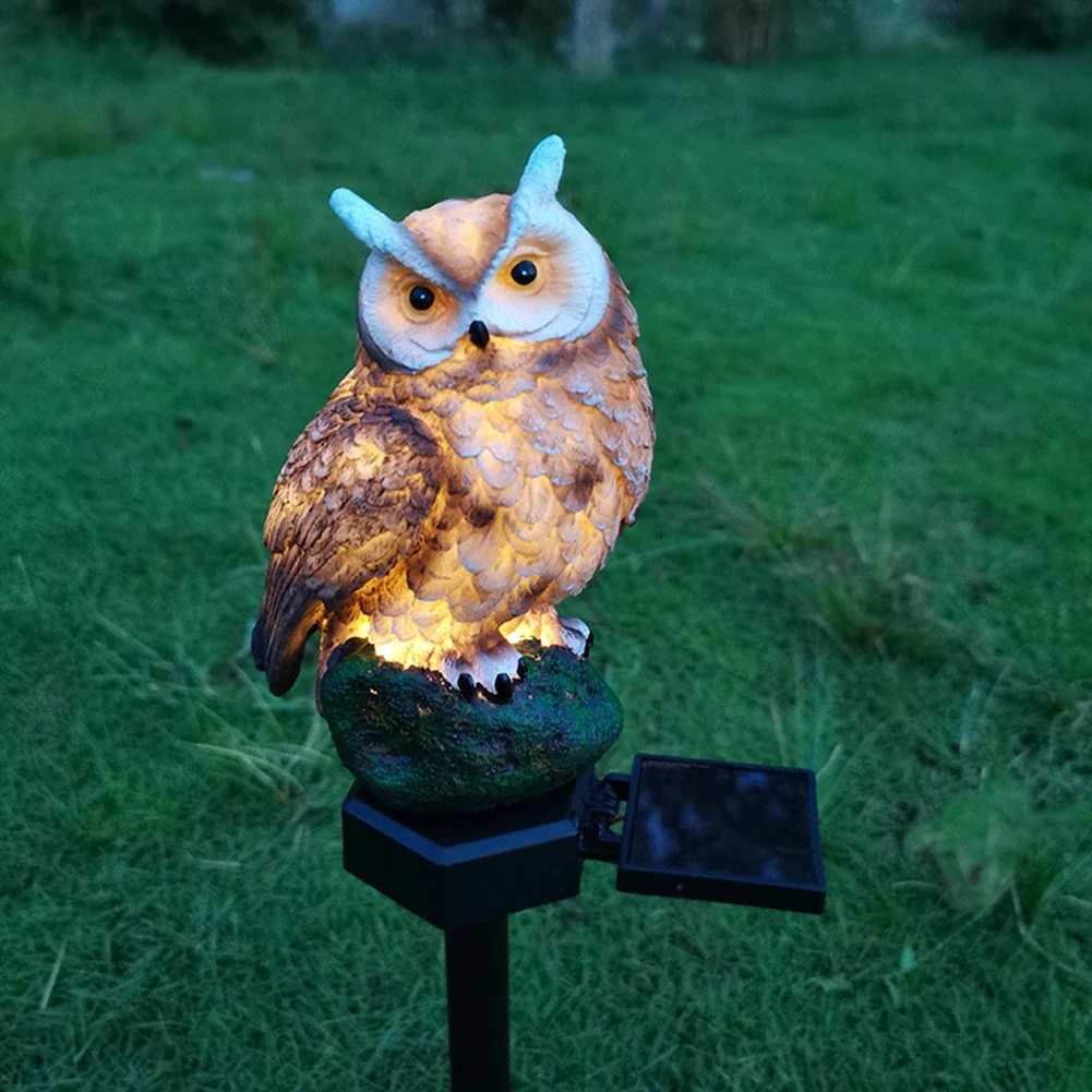 

Solar Powered LED Waterproof Lawn Lights Animal Bird Owl Shape Landscape Outdoor Yard Garden Stake Statues Exterior Night Lamp