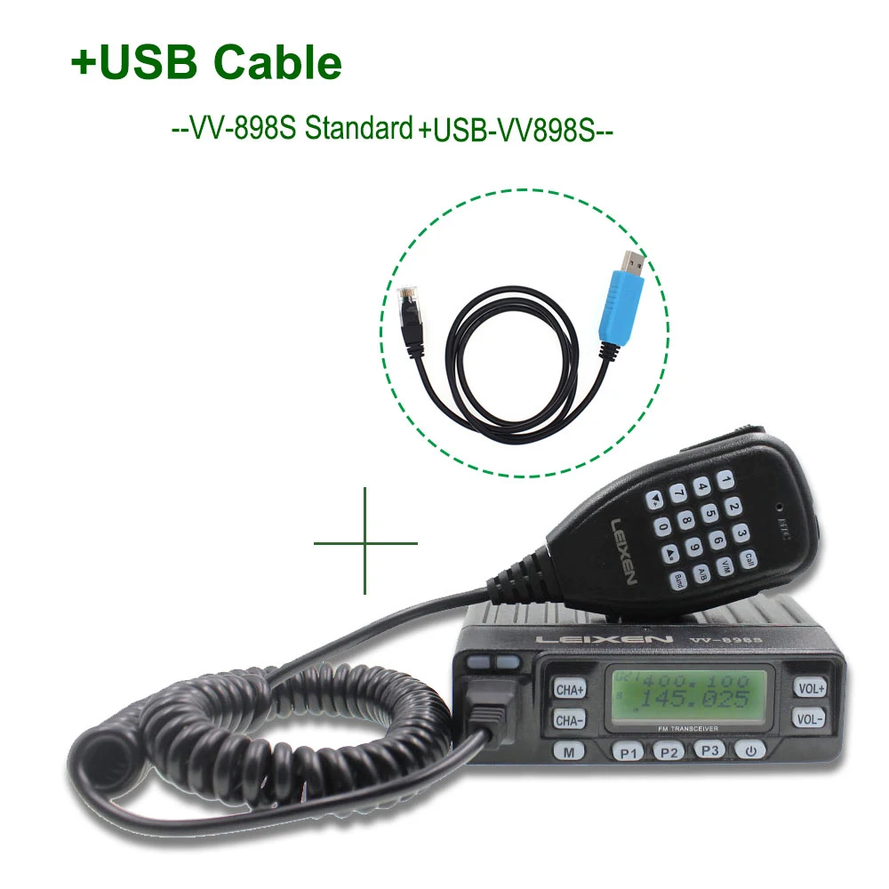 VV-898S-USB-VV898 Автомобильное радио VV-898S 25 Вт LEIXEN двухдиапазонный 144/430MHz мобильный трансивер любительский VV898S радиоприемник двухстороннее радио - Цвет: VV-898S-USB-VV898