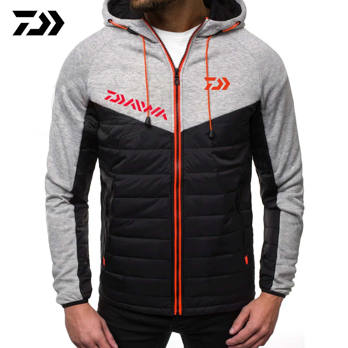

Daiwa Fishing Patchwork Hoodies Fleece Hooded Sweatshirts Men Fishing Hoody Fashion Male Streetwear Cardigan Tracksuits Clothes
