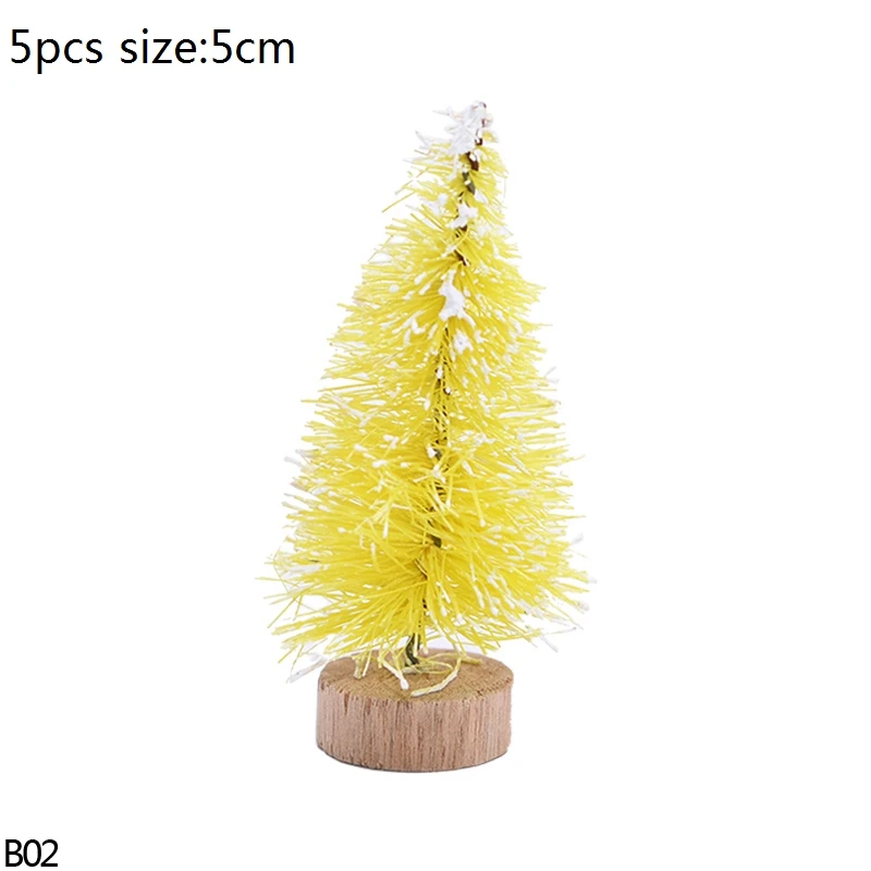 B02-5cm-5pcs yellow Разноцветная белая зеленая искусственная мини-елка для детей DIY Деревянная Рождественская миниатюрная Рождественская елка настольное украшение сосны - Цвет: B02-5cm-5pcs yellow