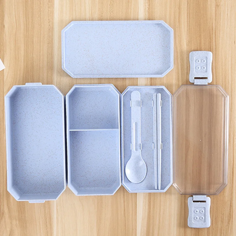 

1pcs Microwave Lunch Box Wheat Straw 3 Layer Dinnerware Food Storage Container Children Kids School Office Portable Bento Box