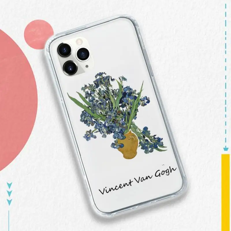 

Vincent Van Gogh Starry Night flower Phone Case Transparent soft For iphone 5 5s 5c se 6 6s 7 8 11 12 plus mini x xs xr pro max