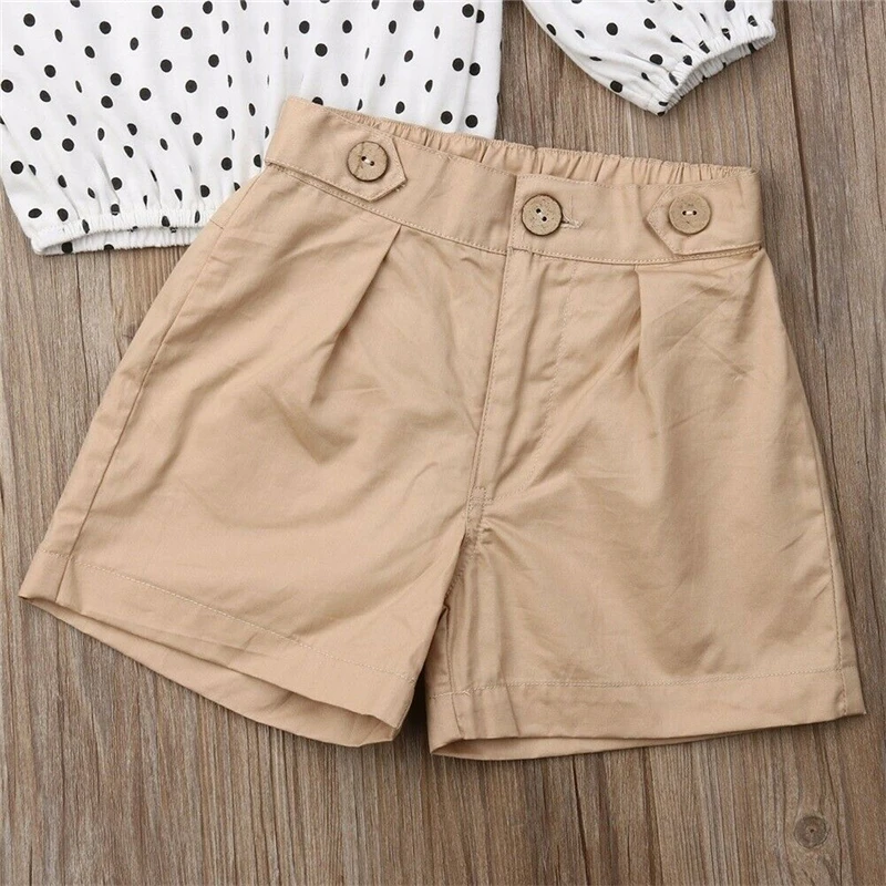 Новинка модная блузка в горошек для маленьких девочек футболка топы и шорты