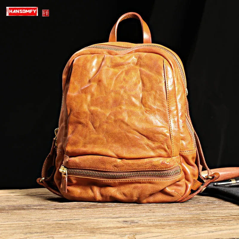 

Новый рюкзак ручной работы, первый слой, Воловья кожа, мужские и женские модели, сумка через плечо, многофункциональная, можно нарезать, кожаная сумка, Повседневная
