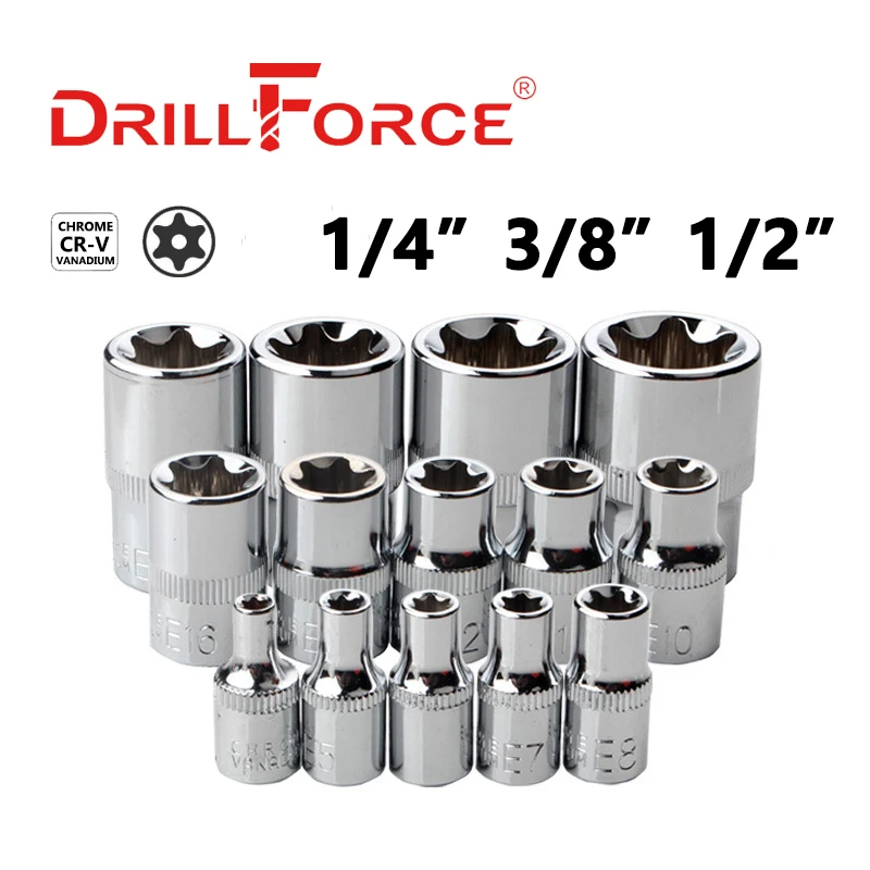 

Торцевой ключ со звездообразной головкой Drillforce, 1/4 дюйма, 3/8 дюйма, 1/2 дюйма