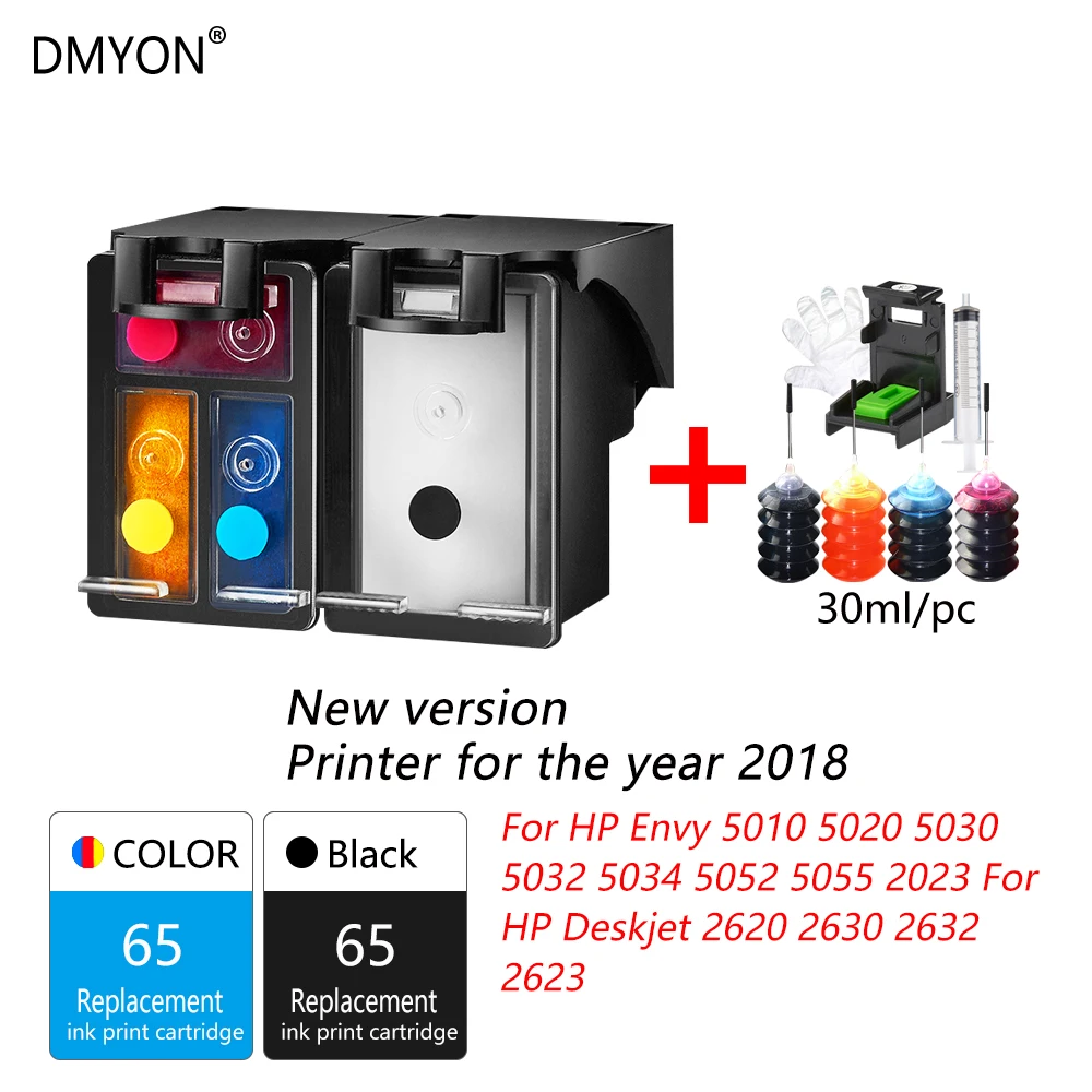 DMYON 65XL чернильный картридж новая версия принтер совместимый с Hp 65 чернилами Hp Deskjet 5010 5020 5030 5032 5034 5052 5055 принтеры - Цвет: 65 New Version