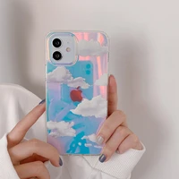 for iphone 12 12pro max transparent clouds laser anti knock case for iphone 11 11pro x xr xs max se2020 7 8 plus case cover