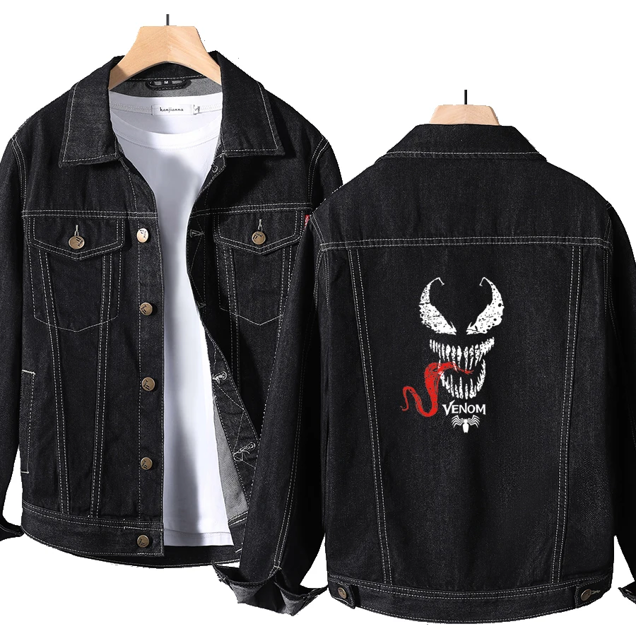 W186AJ мы Venom аниме мужские джинсовые куртки Уличная Мужская джинсовая куртка