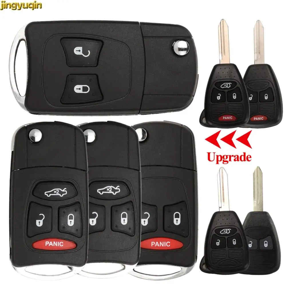 

Чехол Jingyuqin дистанционный ключ-брелок от машины для Chrysler Town Country Dodge Grand Caravan Jeep, без аккумулятора, с большой кнопкой, 3/4