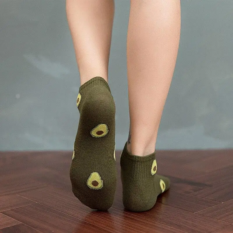 

1Pair Spring Summer Cotton Socks Women Avocado Embroidery Cute Breathable Lovely Sock Harajuku School Girl Ankle Socks