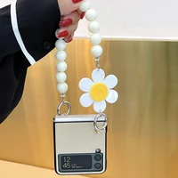 lovely sunflower is suitable for samsung galaxy zflip 3 mobile phone case portable lanyard zflip1 2 fashion fall protection case