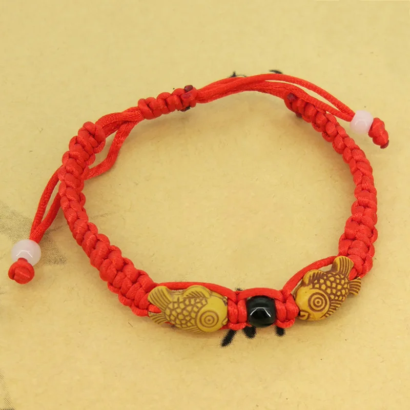 1 шт. Лидер продаж фэн шуй красная леска удача деревянный двойной Шарм для