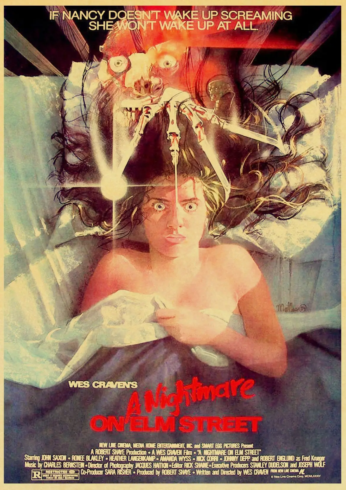 

Classic American Horror Movies Nightmare On Elm Street retro poster sticker kraft paper wall decoration home bar