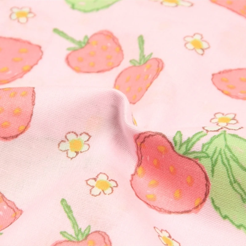 

100% Cotton Fabric for Dress Fruit Strawberry Printing Patterns DIY Clothes Handmade Patchwork Sewing Curtain Table Sofa