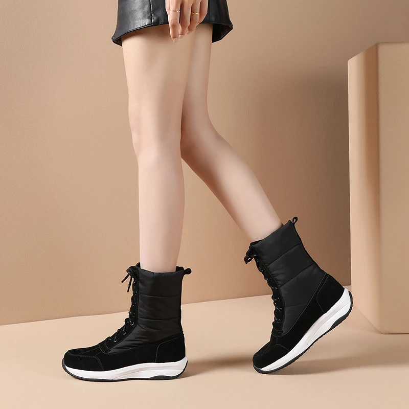 

WETKISS 2020 Newest Women Ankle Boots Cow Suede Down Waterproof Snow Boots Women Fashion Casual Shoes Woman Winter Boots