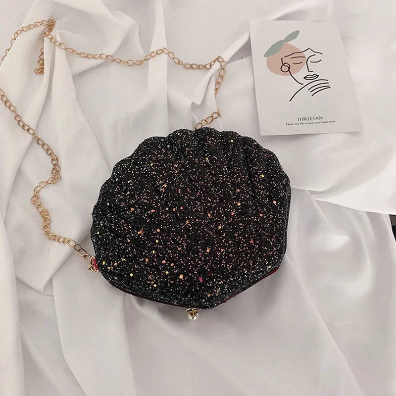 

Cute Laser Sequins Small Shell Shoulder Bag Phone Money Pouch Summer Chain Pouch Crossbody Bags for Women Purse