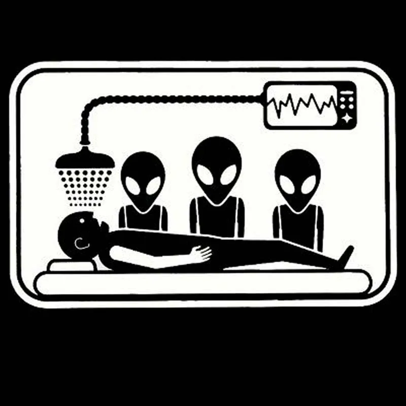

Volkrays Interesting Car Sticker Alien Abduction Aliens Outer Space Ufo Accessories Reflective Vinyl Decal,8cm*13cm