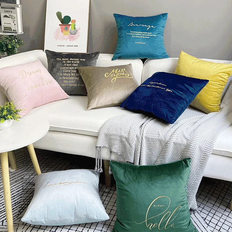 

Solid Color Velvet Cushion Cover Candy Color Throw Pillow Case For Sofa Car Home Decorative Pillowcase Throw Pillow Case 45 x 45
