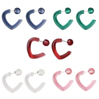 retro color transparent resin heart hoop earrings for women aesthetic trendy jewelry christmas gift