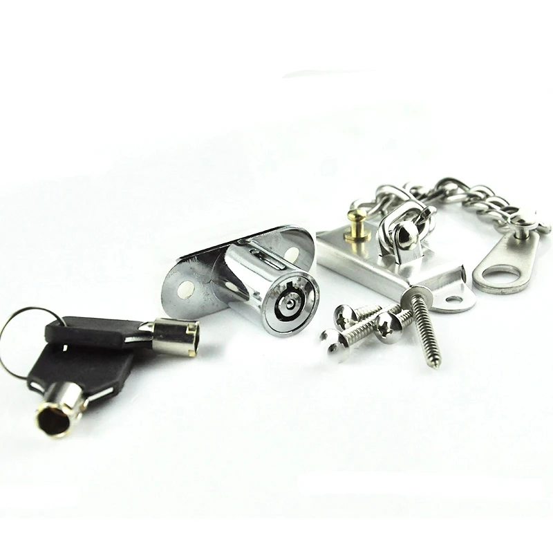 

Silver Stainless Steel Window Chain Lock Guard Door Restrictor Child Safety Security Chain Lock With Key Set