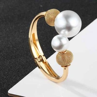 european and american fashion personality geometric metal pearl bracelet feminine exquisite bracelet