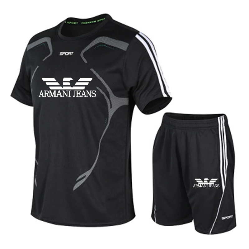 

2021 summer brand two-piece suit T-shirt + shorts sportswear men and women sportswear gym fitness training clothes