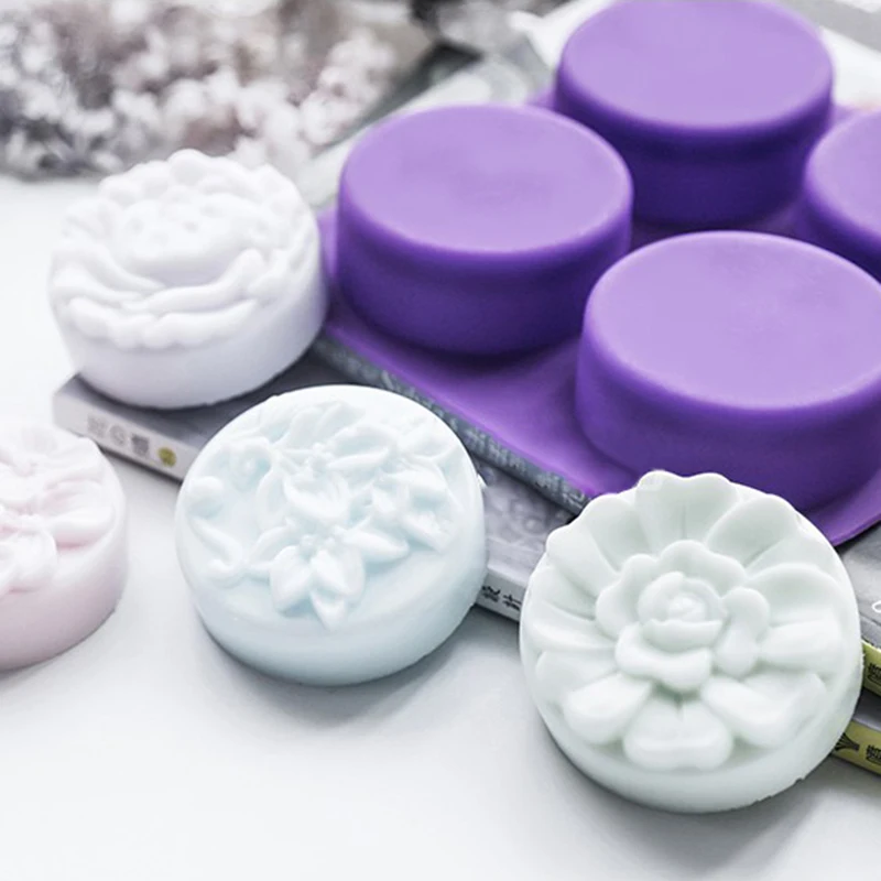 

4 Cavity Wedding Flowers Soap Molds 3d Silicone Mold Fondant Cake Decorating Tray Candle Resin Moulds
