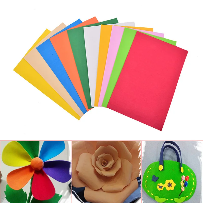 10pcs/pack Lowest Price 10 color A4 Thick Multicolor Sponge Foam Paper Fold scrapbooking Craft DIY | Канцтовары для офиса и