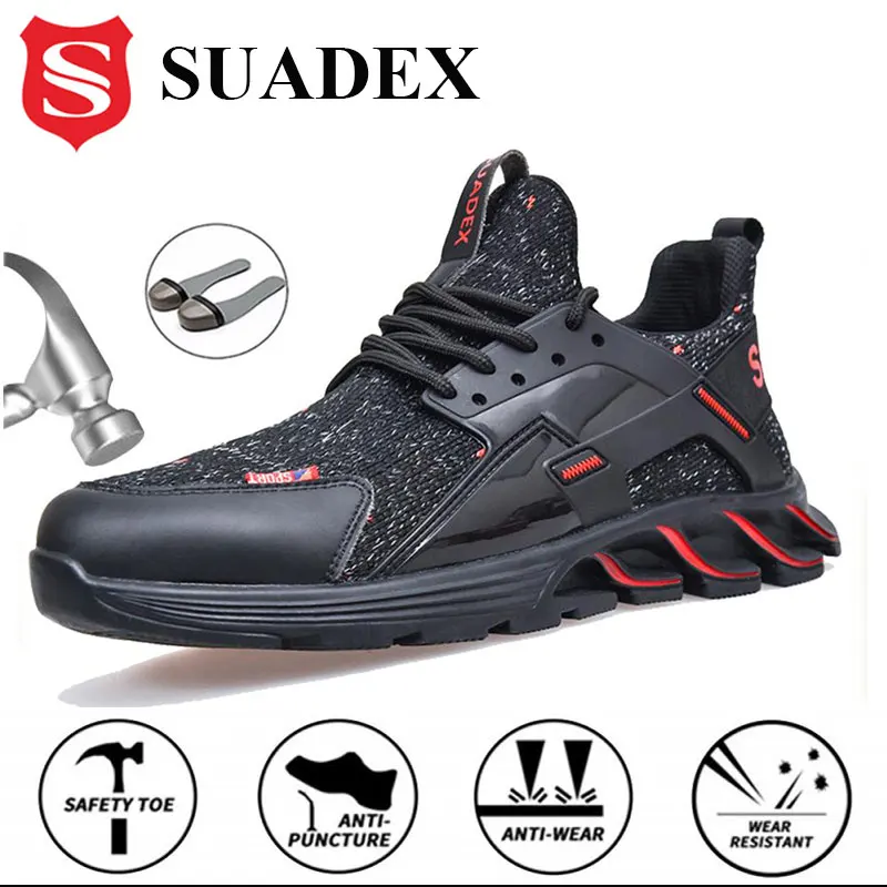 

SUADEX Men Male Safety Work Shoes Steel Toe Cap Anti-Smashing Work Boots Construction Safety Shoes Boots Working Sneakers Men