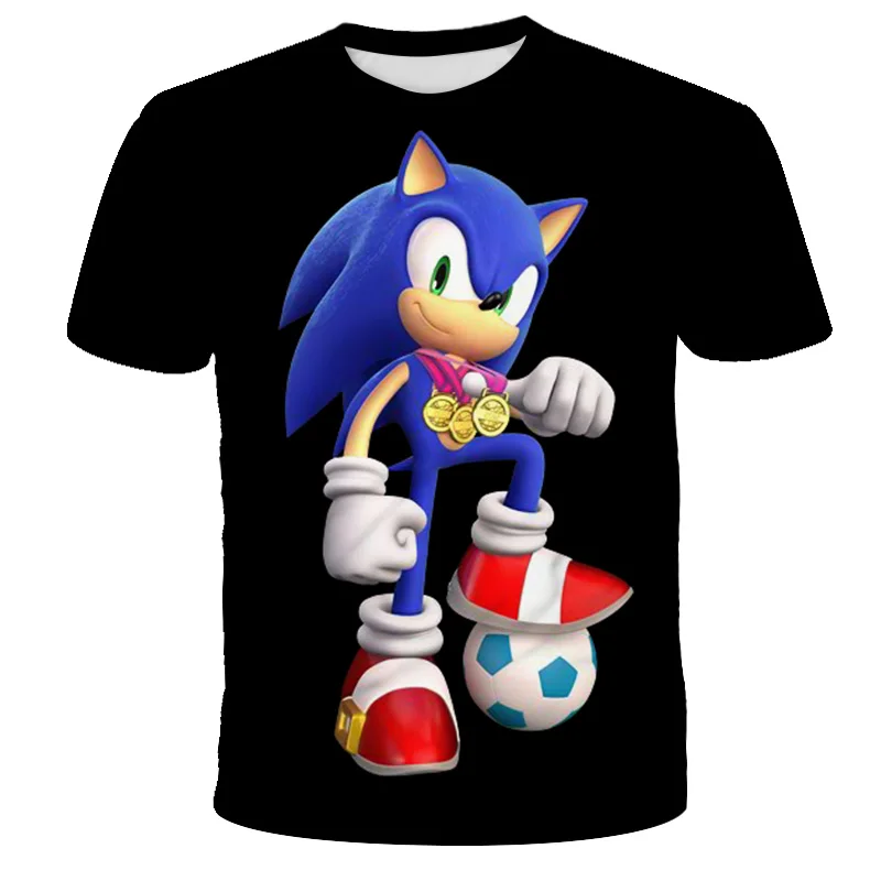

Video Game Sonic T-shirt 3d O Collared Print Summer Casual Boy/girl Short-sleeved Children's Top