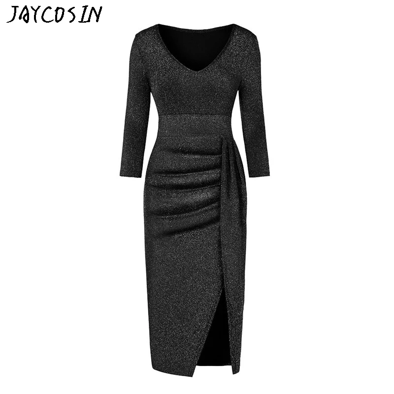 JAYCOSIN Pretty рождественские платья 2019 Женская мода V образный вырез с высоким