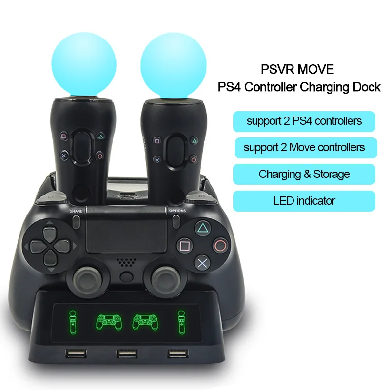 Зарядная док станция 4 в 1 зарядная для PS Move Motion игрового контроллера PS4 Playstation