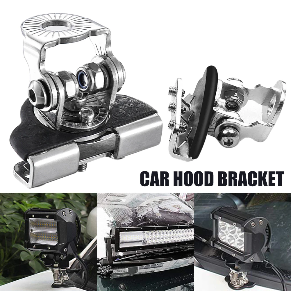 

1 Pair Car Engine Hood Work Light Metal Bracket Holder Universal Offroad SUV Engine Cover Car Led Work Light Mount Clamp Base