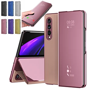 coque z fold 3 5g funda flip case for samsung galaxy z fold 2 w21 mirror clear view pu leather shell phone case cover w22 capa free global shipping