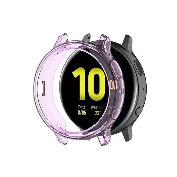 Фиолетовый Прозрачный защитный силиконовый из ТПУ чехол для samsung galaxy watch active 2 44 мм 40 мм SM-R830 R820 чехол Сменные аксессуары - Цвет: Фиолетовый