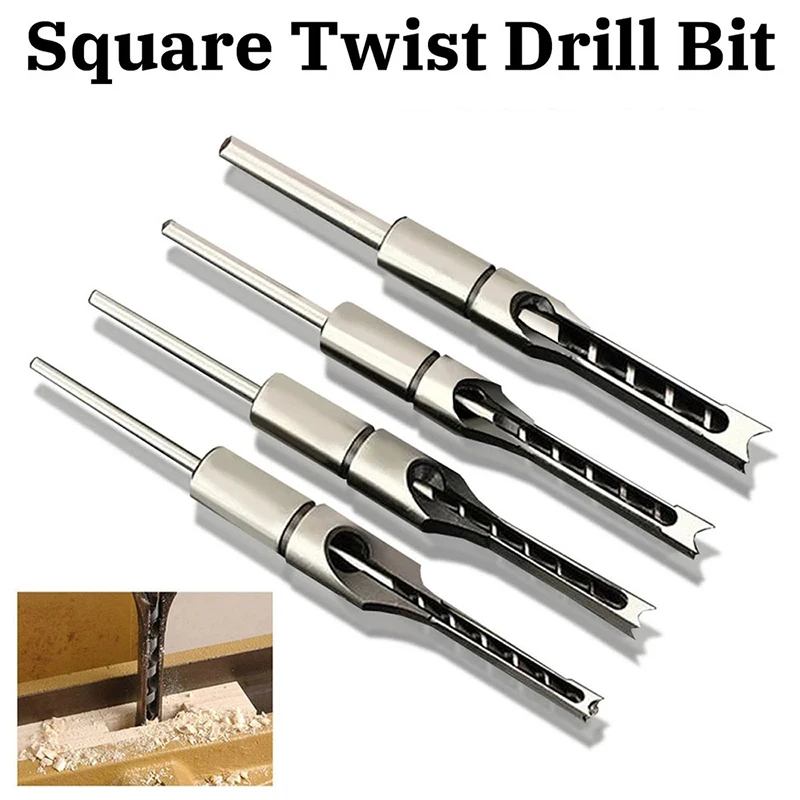 JUSTINLAU HSS Square hole drill Woodworking Drill Tools Auger Mortising Chisel Drill Set DIY Furniture Square Woodworking drill