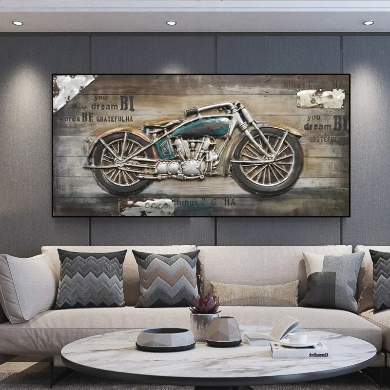 Мотоцикл ретро холст художественные плакаты картины Домашний Декор гонки