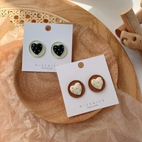missnice vintage irregular round love heart stud earrings for women trendy blackcoffee accessories aretes de mujer party gifts