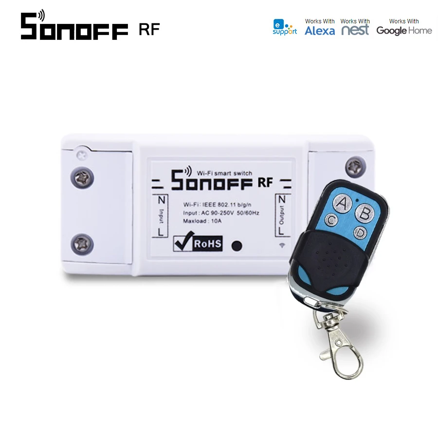 Умный Wi Fi переключатель Itead Sonoff RF 433 МГц 10 А 2200 Вт радиочастотный приемник